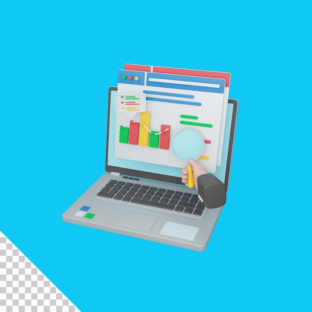 3d rendering data analysis isolated useful for digital marketing and business design illustration