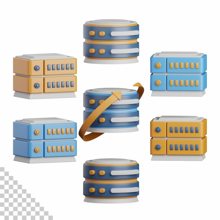 PSD 3d rendering data center isolated useful for cloud, network, computing, technology, database, server and connection design element