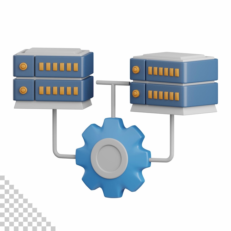 PSD 3d rendering data integrated isolated useful for cloud, network, computing, technology, database, server and connection design element
