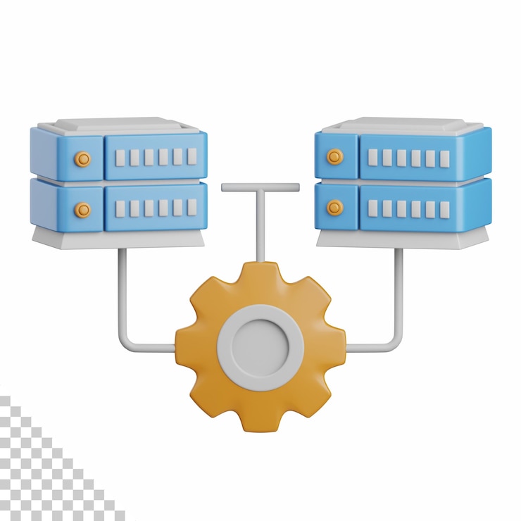 PSD 3d rendering data integrated isolated useful for cloud network computing technology database server and connection design element
