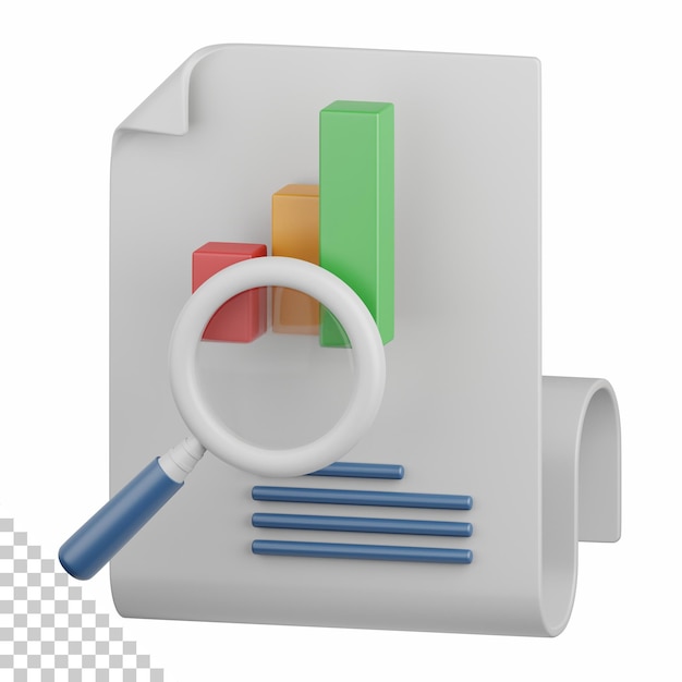 PSD 3d rendering data research isolated useful for business analytics web money and finance design