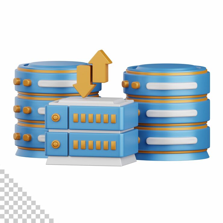 PSD 3d rendering database isolated useful for programming app server and connection design element
