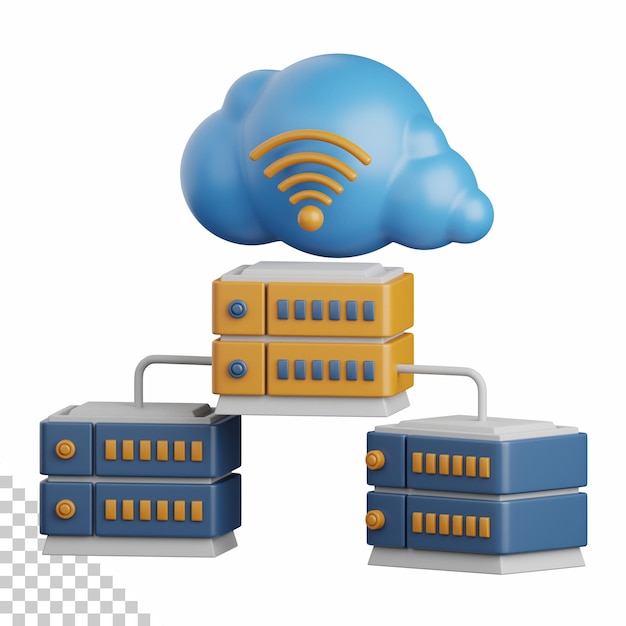 PSD 3d-rendering database server geïsoleerd nuttig voor cloud, netwerk, computing, technologie, database, server en verbinding ontwerp element