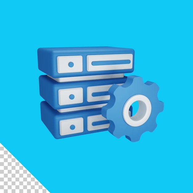 3D-rendering dataintegrationskoncept med gear og farverig serverdatabase