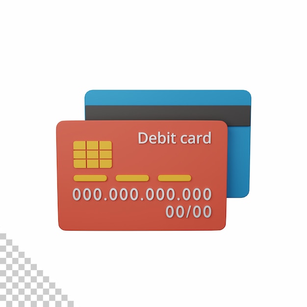 3d-рендеринг дебетовой карты, изолированной, полезной для бизнес-компании, экономики, корпоративного и финансового дизайна