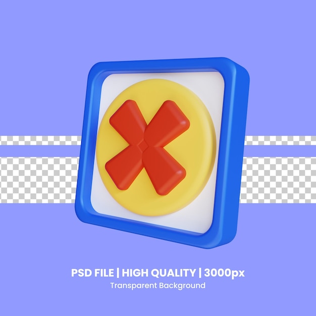 3d rendering delete icon object premium psd