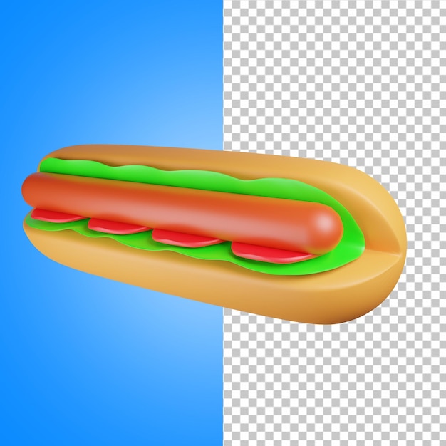 Rendering 3d di un delizioso hot dog