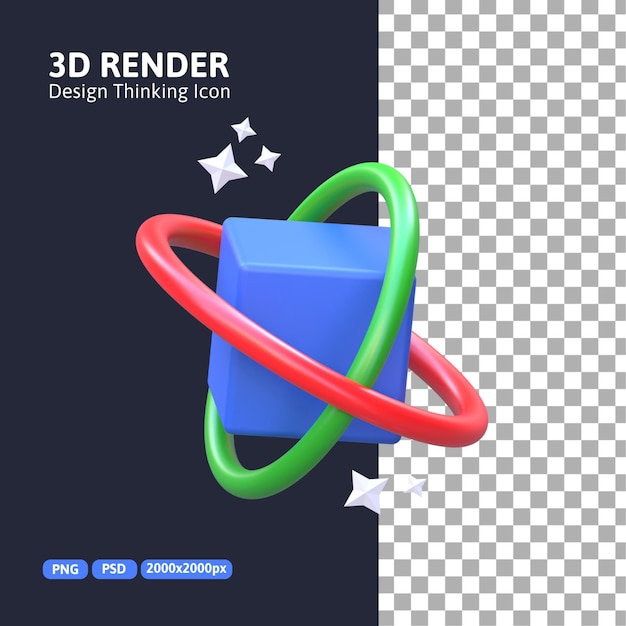 Rendering 3d - design thinking icona visualizzazione 3d