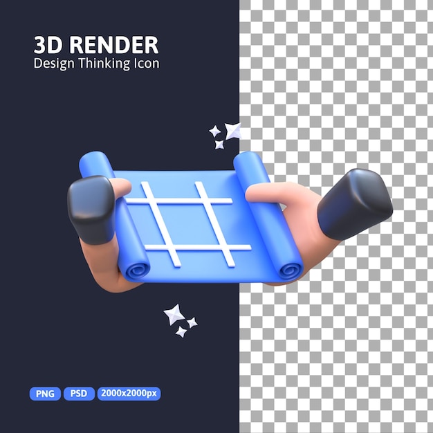 3d-rendering - design thinking blauwdrukpictogram