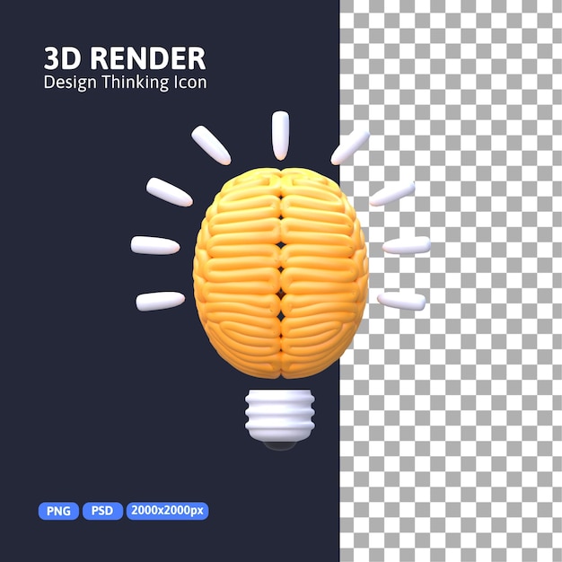 3d 렌더링-디자인 사고 아이디어 아이콘