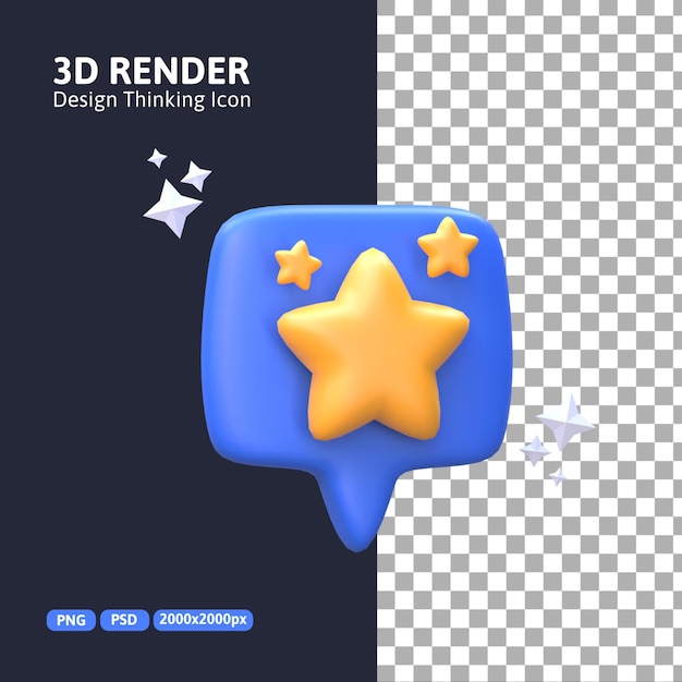 PSD 3d rendering - design thinking review chat icon