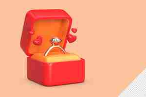 PSD 3d rendering of diamond ring icon for valentine day