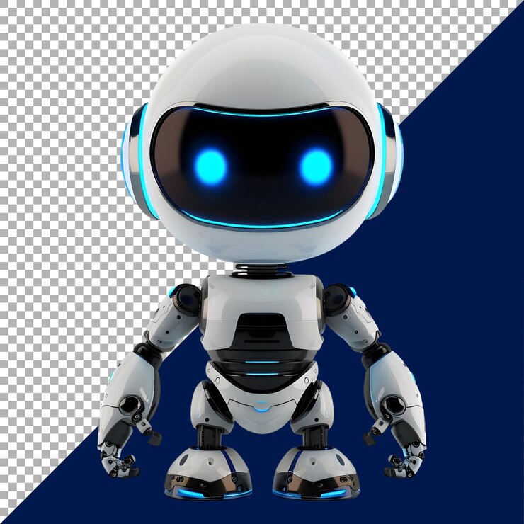 PSD 3d rendering of a digital cute robot on transparent background ai generated