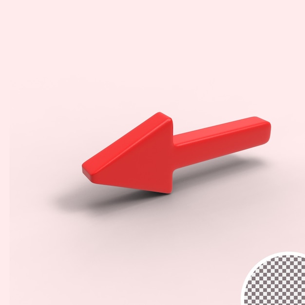 PSD 3d rendering direction red arrow sigh direction point shape 3d illustration