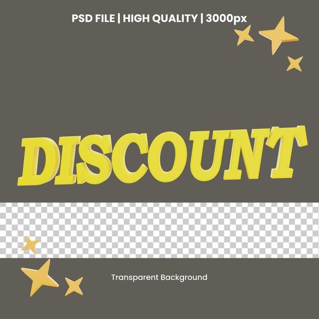 PSD rendering 3d sconto con stelle icon obgetto