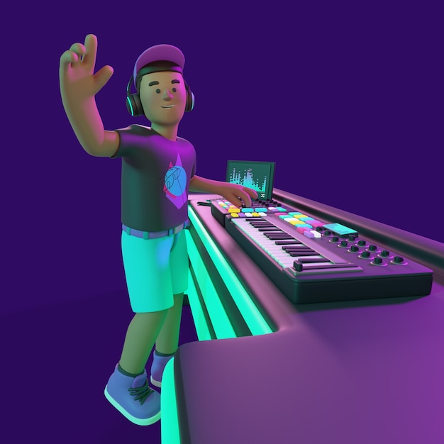 PSD 3d rendering of dj character