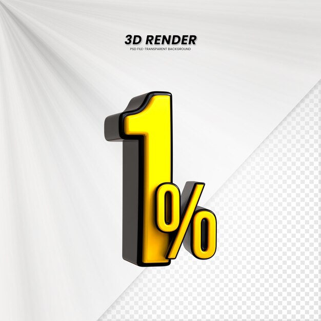 3D Rendering dla kompozycji 1 procent liczby koncepcji
