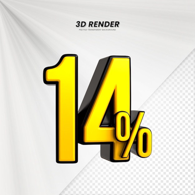 3D Rendering dla kompozycji 14 procent koncepcji liczby