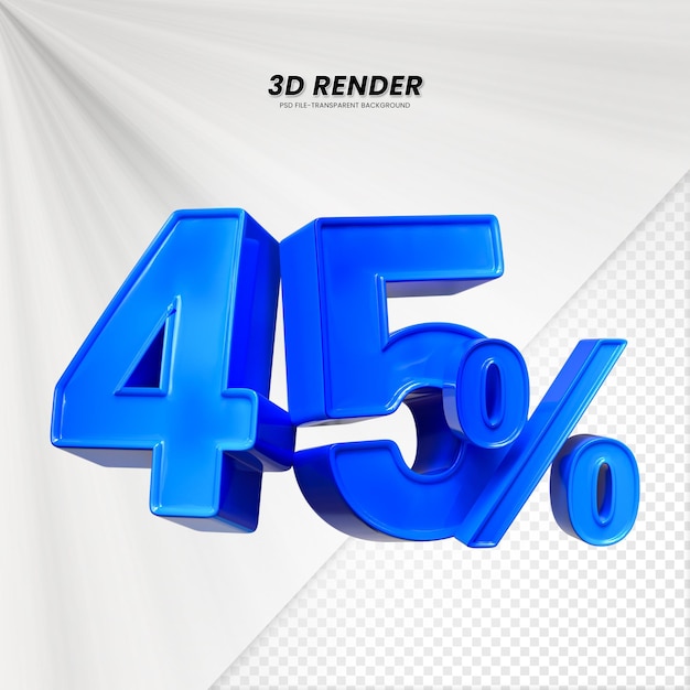 3D Rendering dla kompozycji 45 procent koncepcji liczby