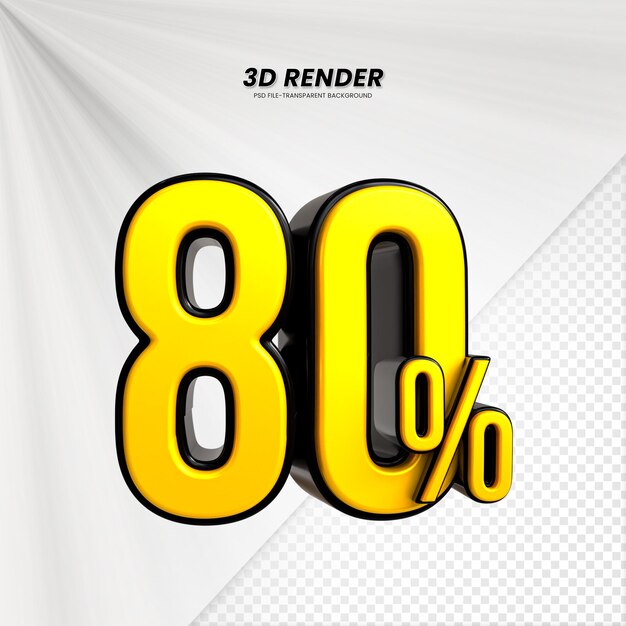 3D Rendering dla kompozycji 80 procent koncepcji liczby