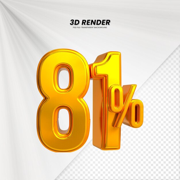 3D Rendering dla kompozycji 81% Koncepcja liczby