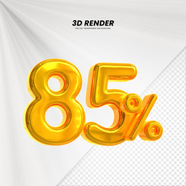 3D Rendering dla kompozycji 85 procent koncepcji liczby