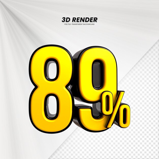 3D Rendering dla kompozycji 89 procent koncepcji liczby