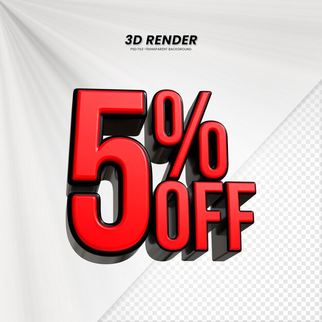 3D Rendering dla kompozycji Koncepcja liczby 5 procent