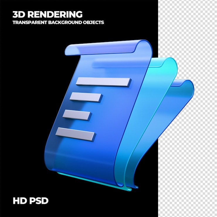 PSD 3d-rendering document archief tech effect transparante achtergrondelementen