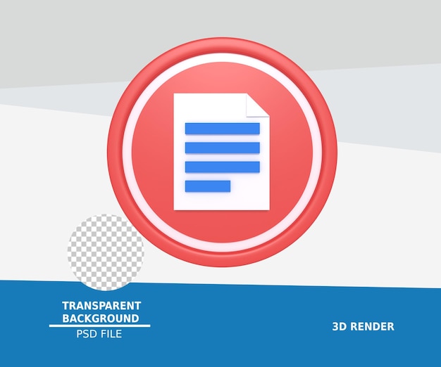 PSD 3d rendering of document icon