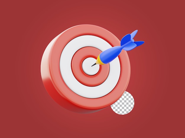 3d-rendering doel bereiking icoon pijl doel bedrijf symbool dartboard ontwerp illustratie