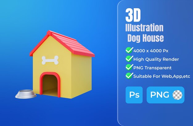 3d rendering of a dog house in the grass