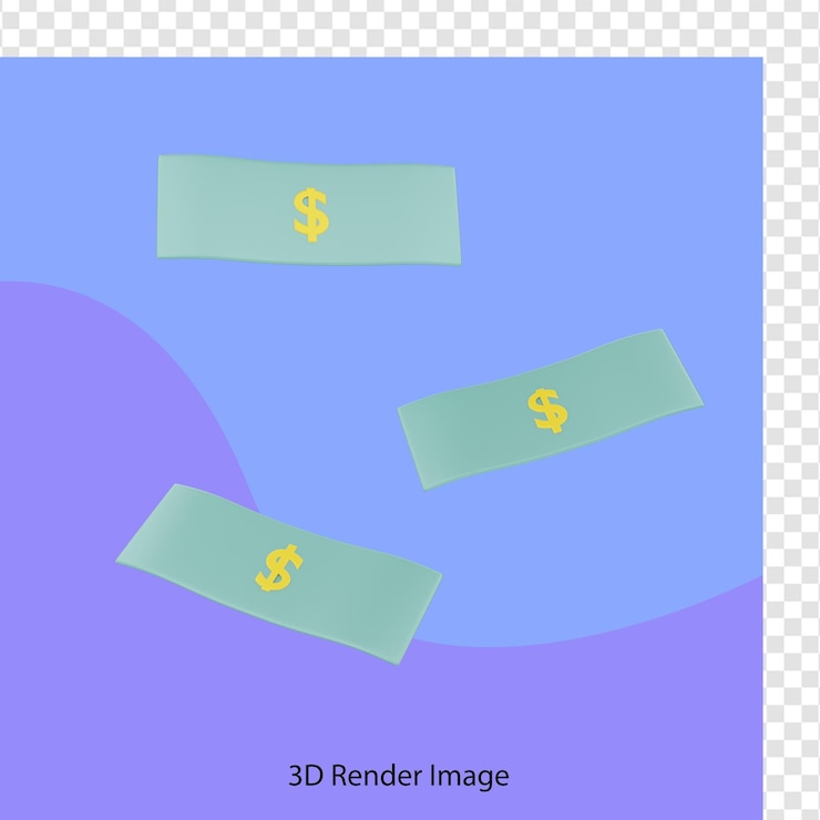 PSD 3d rendering of dollar banknotes