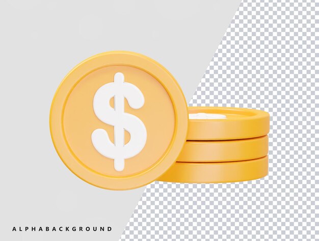 3d rendering dollar icon element