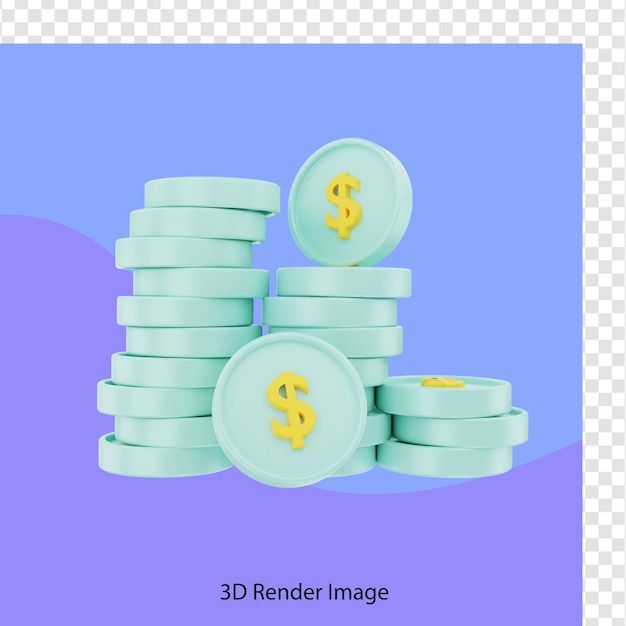 3D-rendering dollar munt stapel