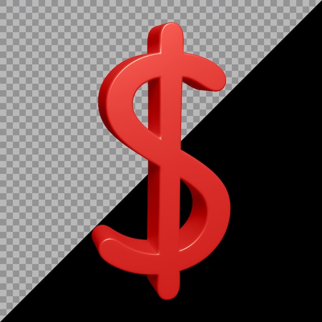 PSD 3d rendering of dollar symbol