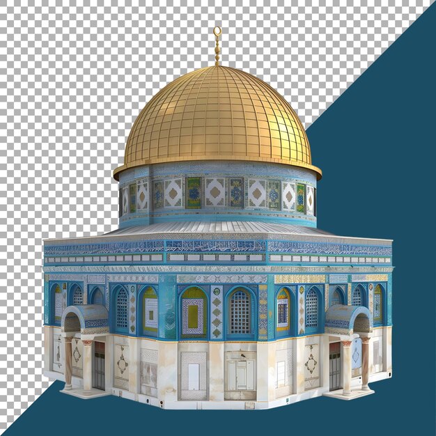 PSD 3d rendering of a dome of the rock on transparent background ai generated