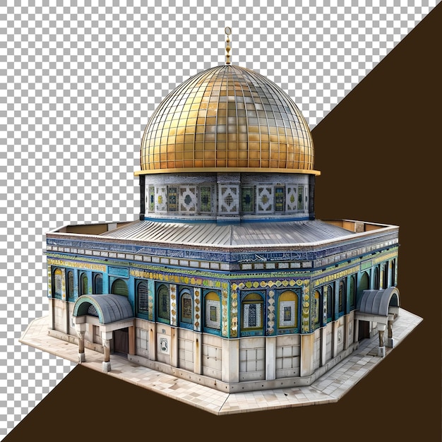 PSD 3d rendering of a dome of the rock on transparent background ai generated