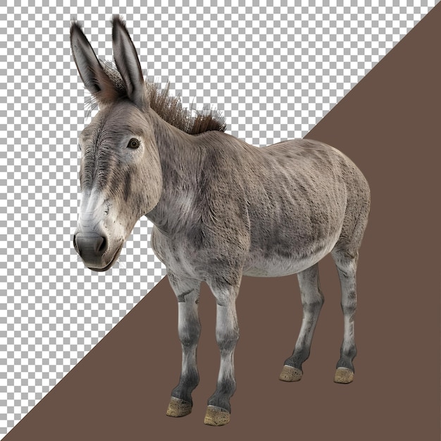PSD 3d rendering of a donkey standing on transparent background ai generated