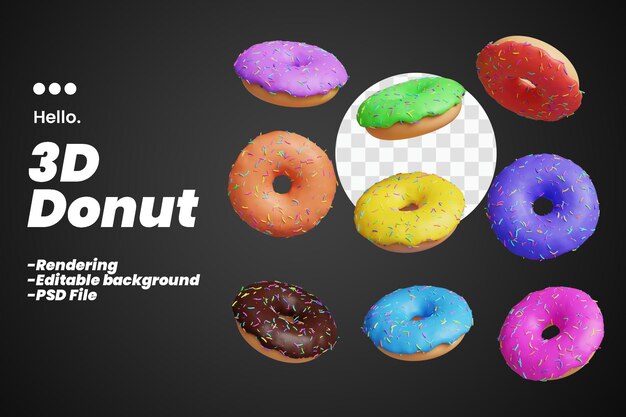 3D rendering donut with editable design