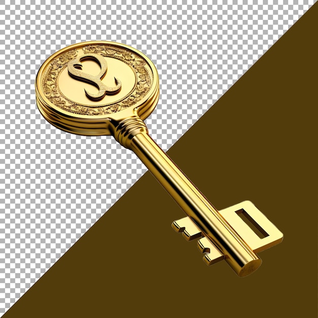 PSD 3d rendering of a door key on transparent background ai generated
