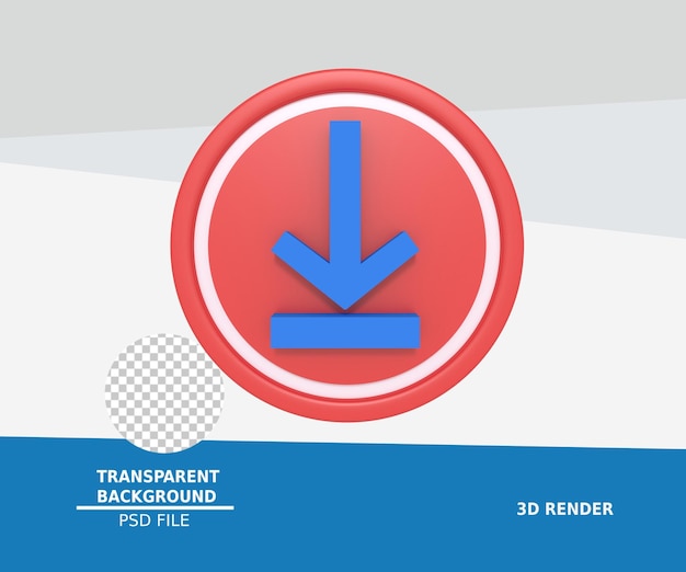 PSD 3d rendering of download icon