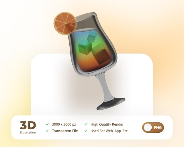 Rendering 3d bere cocktail paradiso arcobaleno illustrazione