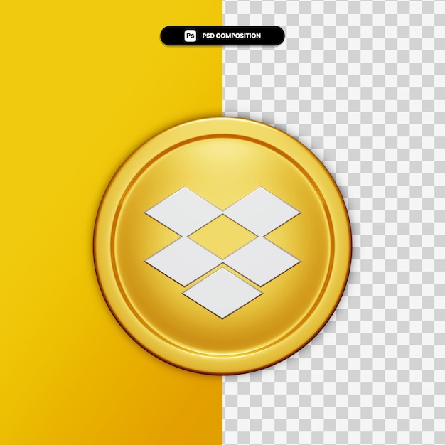 3d rendering dropbox icon on golden circle isolated