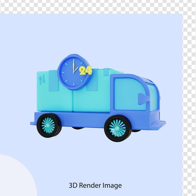 PSD 3d rendering e commerce 24 hour package delivery