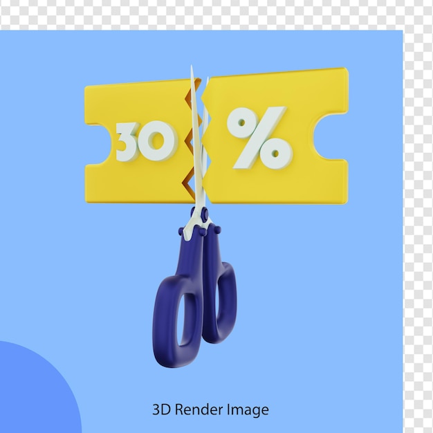 PSD 3d-rendering e-commerce 30 kortingsbon