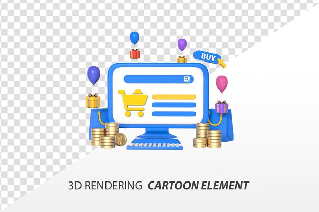 PSD rendering 3d e-commerce e elementi promozionali aziendali