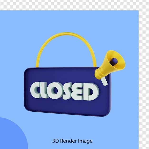 PSD 3d rendering e commerce closing sign announcement