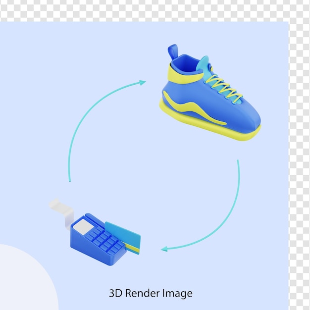 PSD 3d rendering of e commerce payment by atm card