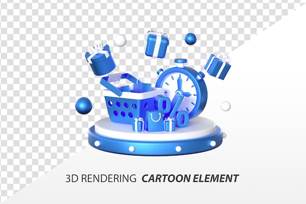 3D 렌더링 전자 상거래 프로모션 할인 데이 요소